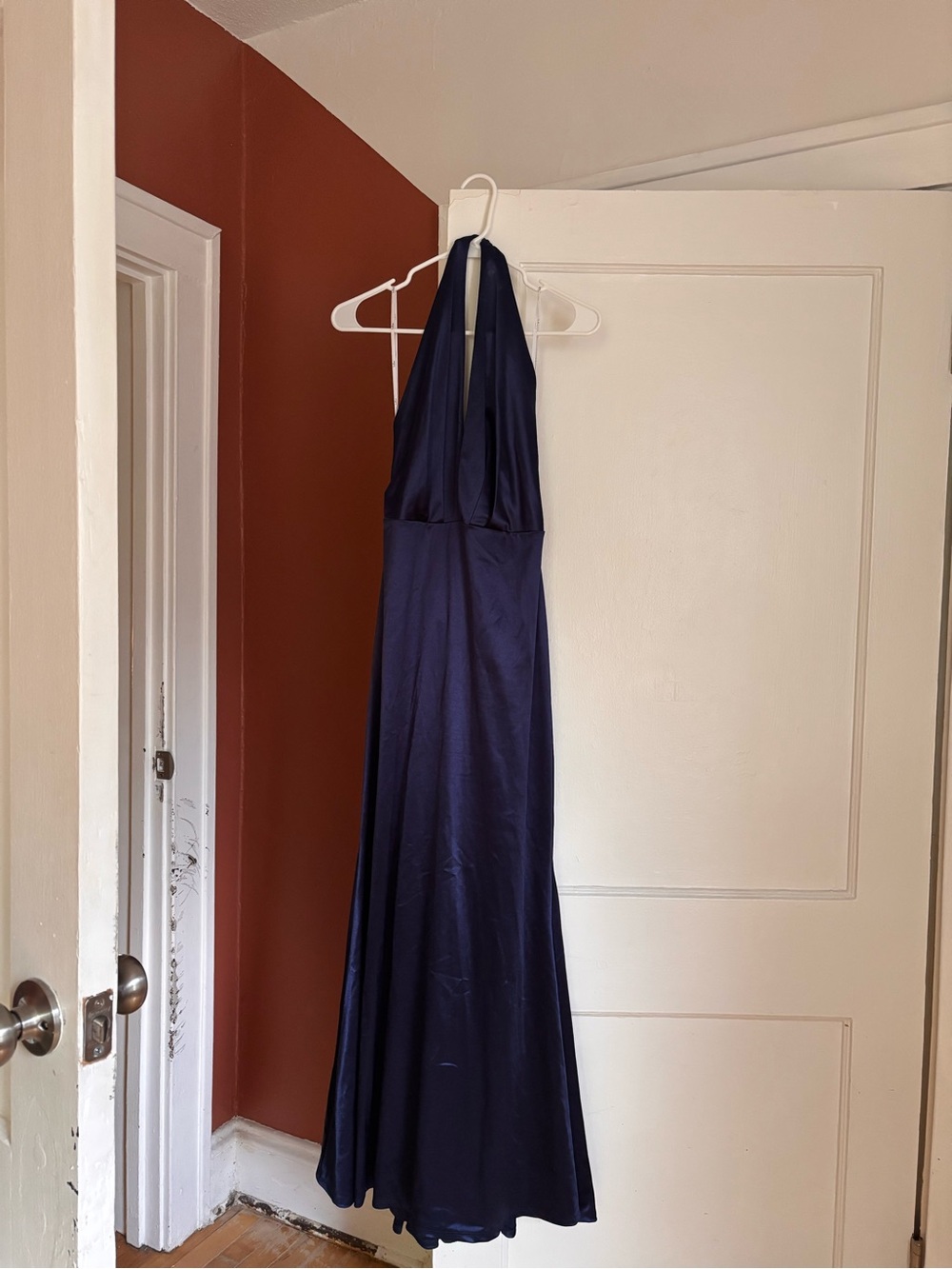 Lulu’s deep V Halter Maxi Dress in Navy Blue